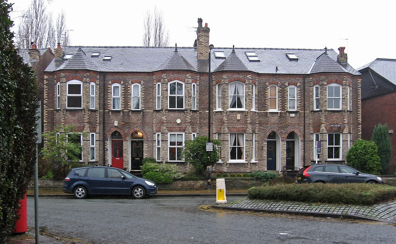 Victorian houses at the southern end of Oxford Road, Altrincham
